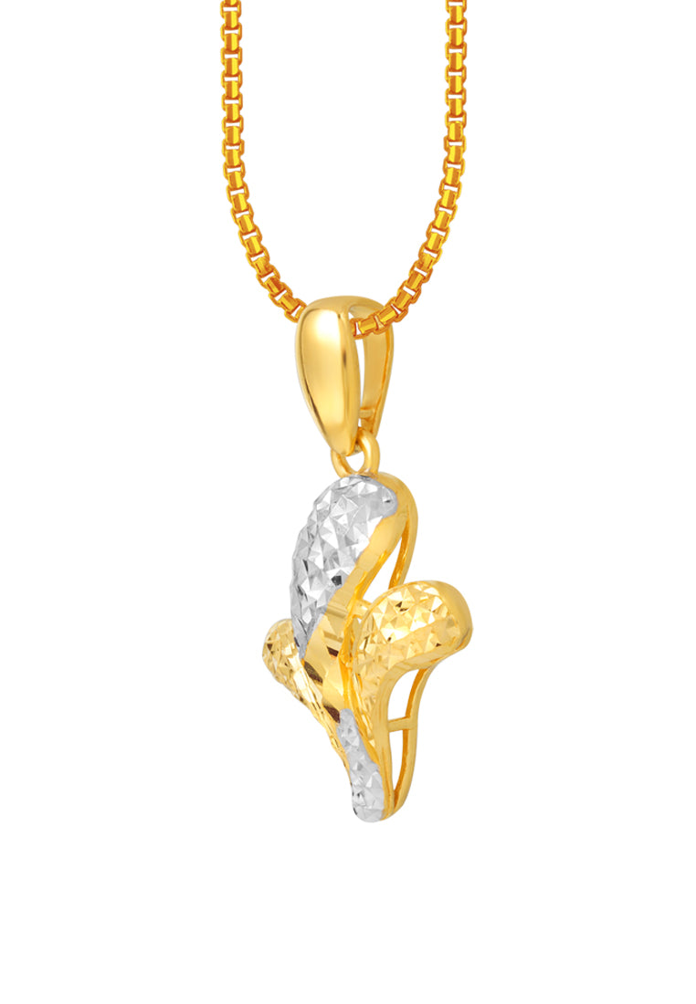 TOMEI Dual-Tone Mini Blossom Pendant, Yellow Gold 916