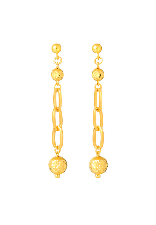 TOMEI Lavish Dangling Beads Earrings, Yellow Gold 916