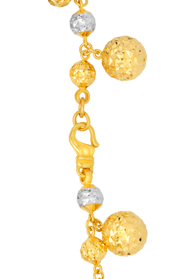 TOMEI Dual-Tone Lovely Beads Bracelet, Yellow Gold 916
