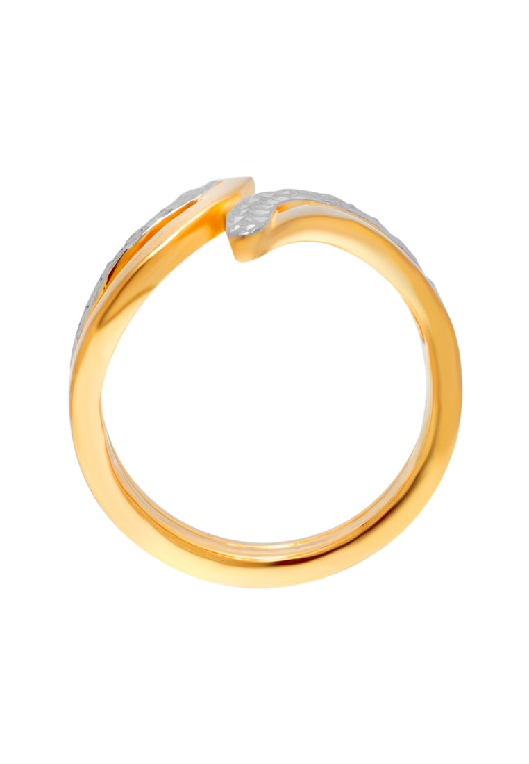 TOMEI Dual-Tone Eccentric  Ring, Yellow Gold 916