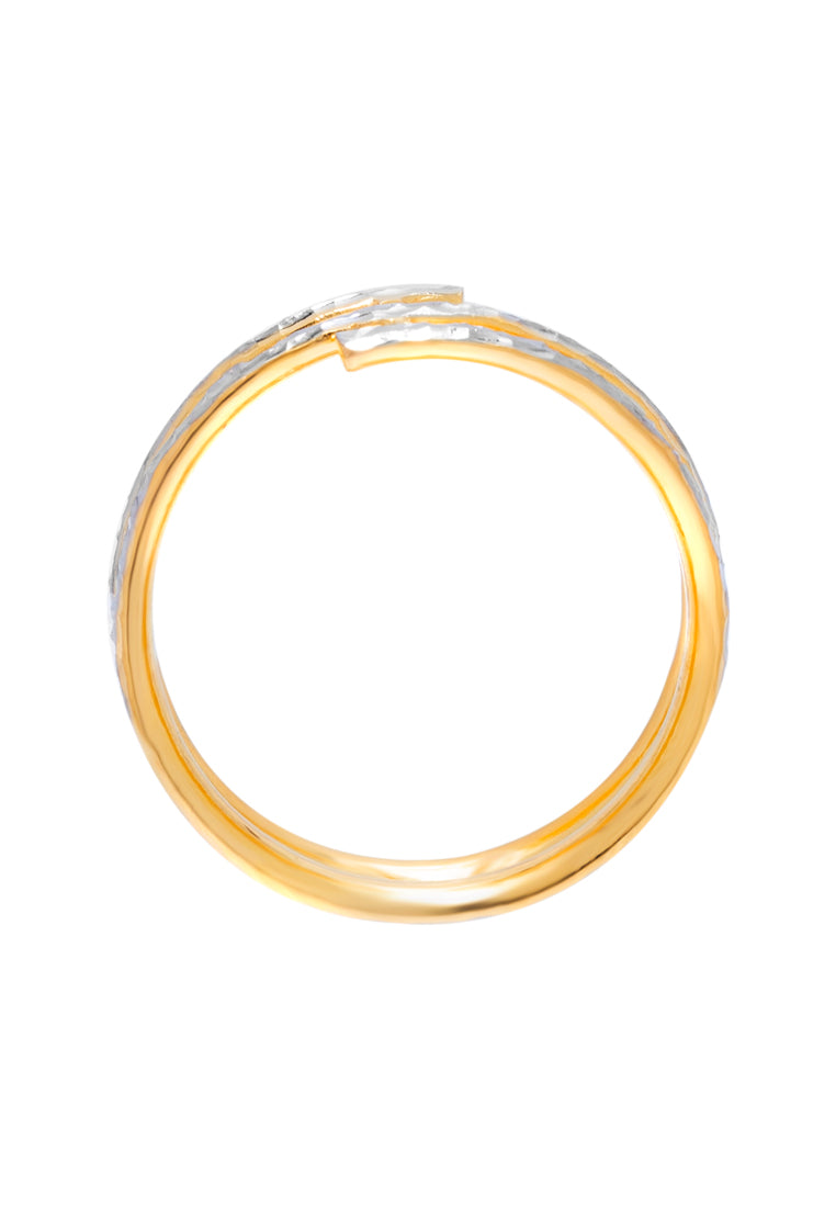 TOMEI Dual-Tone Layered Spiral Ring, Yellow Gold 916