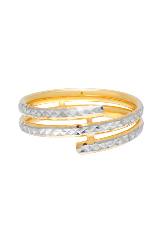 TOMEI Dual-Tone Layered Spiral Ring, Yellow Gold 916