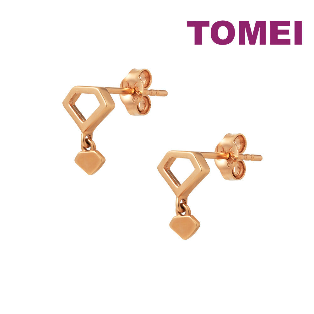 TOMEI Rouge Collection Mini Heart Dangle Earrings, Rose Gold 750