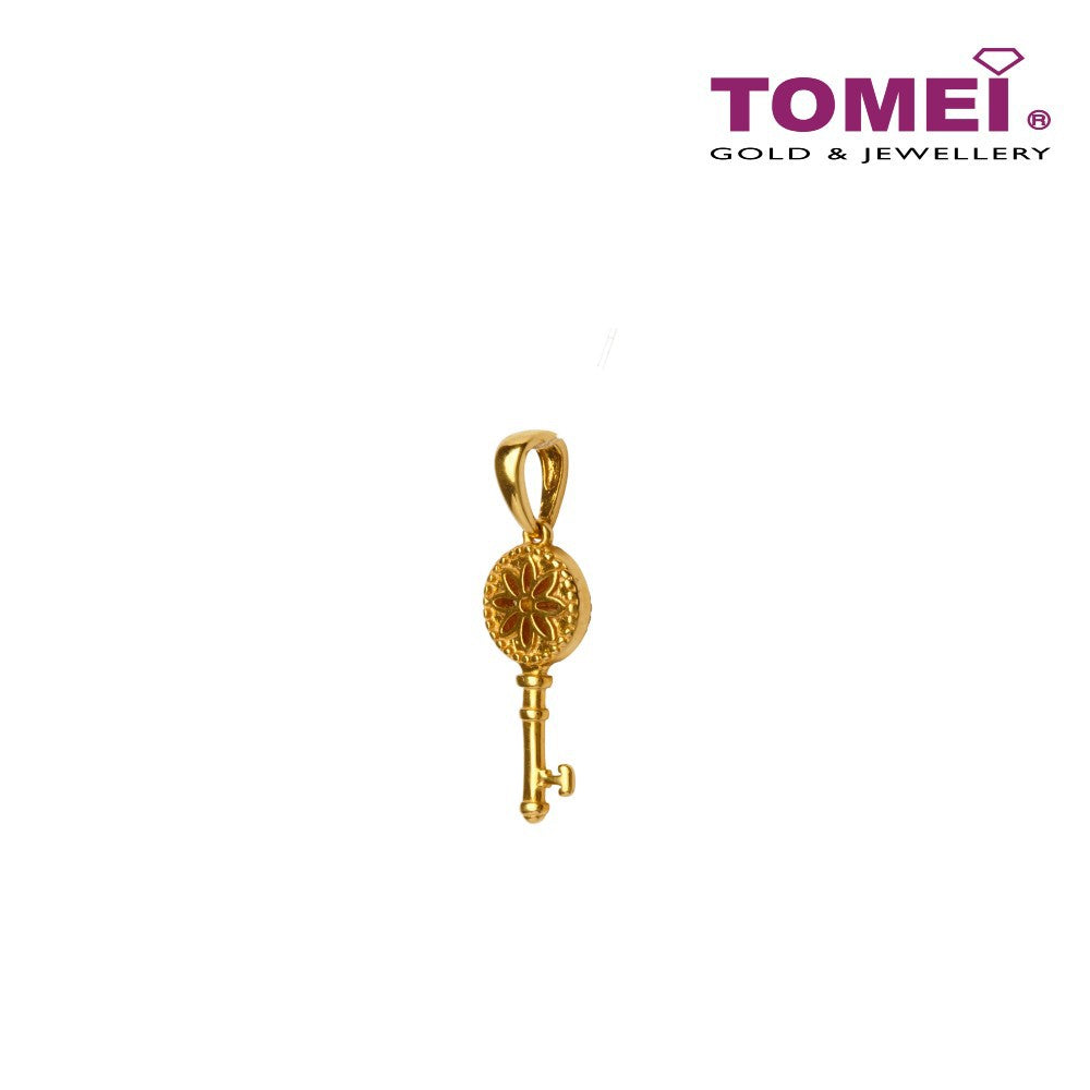 Tomei Flower Key Pendant, Yellow Gold 916