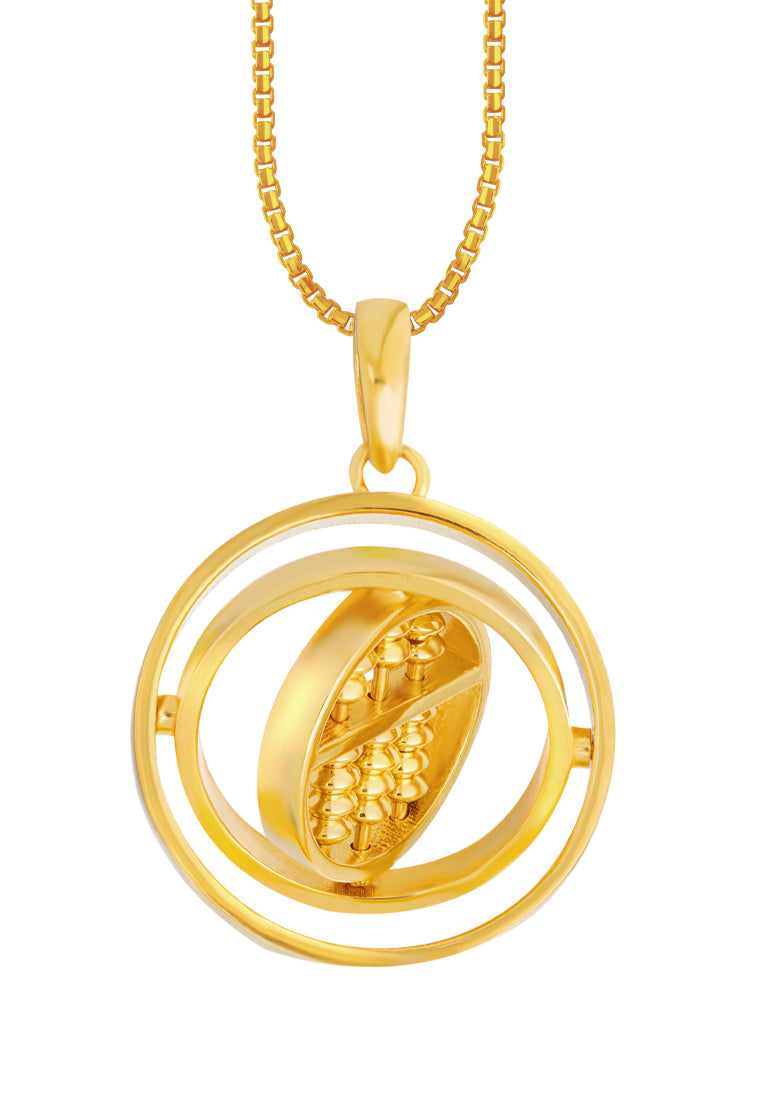 TOMEI Movable Abacus in a Circle Pendant, Yellow Gold 916