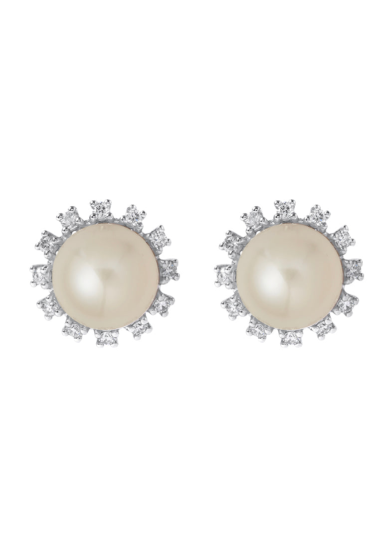 TOMEI Pearl Earrings, White Gold 585