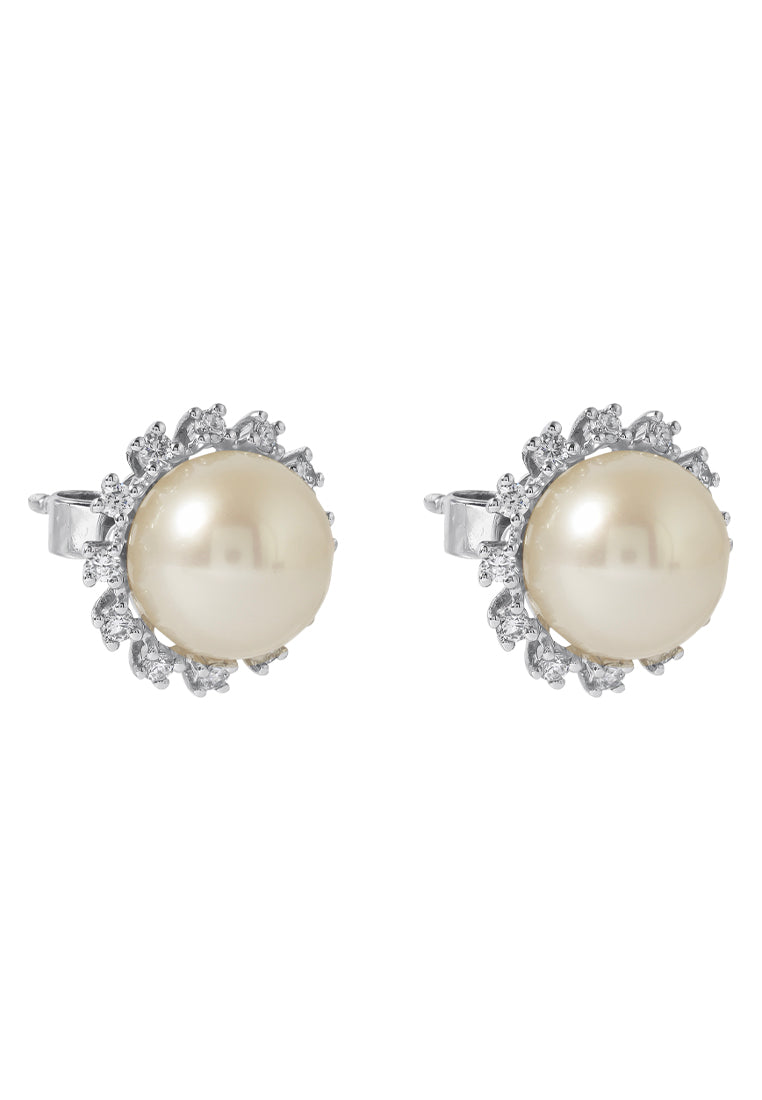 TOMEI Pearl Earrings, White Gold 585