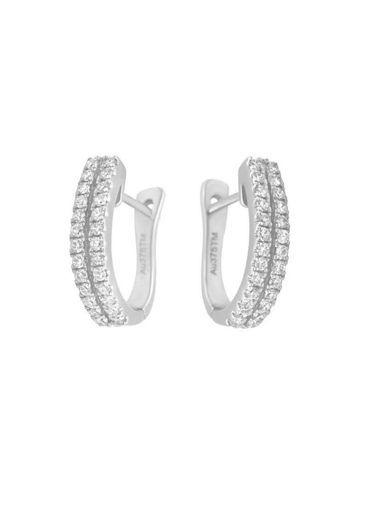 TOMEI Double-Rows Diamond Earrings I White Gold 585 (E839)