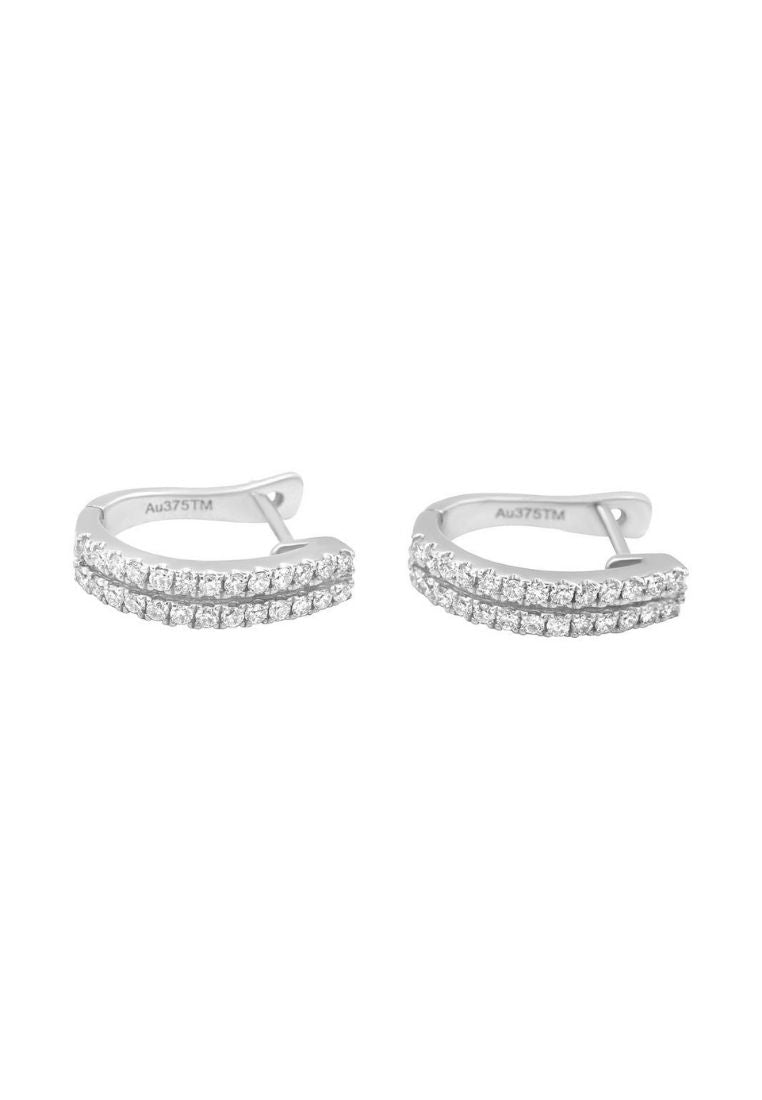 TOMEI Double-Rows Diamond Earrings I White Gold 585 (E839)