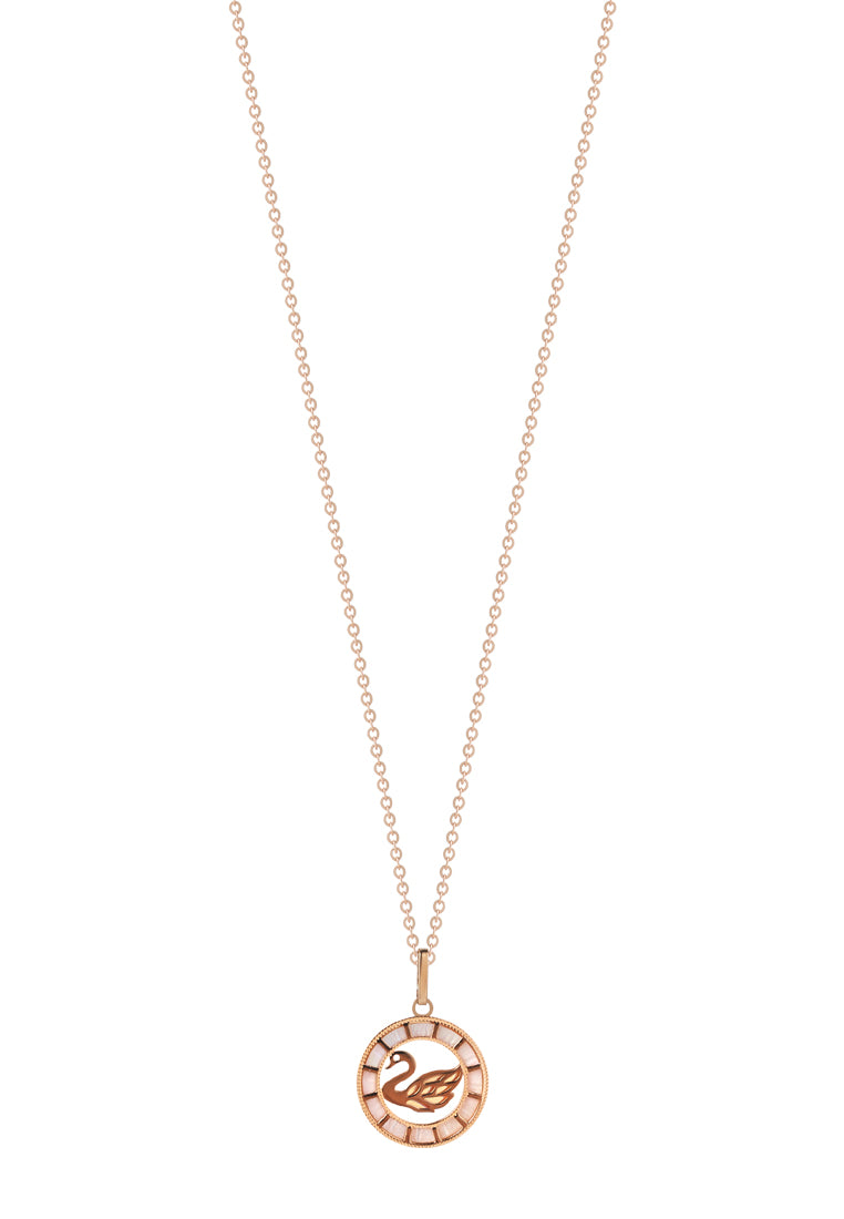 TOMEI Rouge Collection Swan Necklace, Rose Gold 750