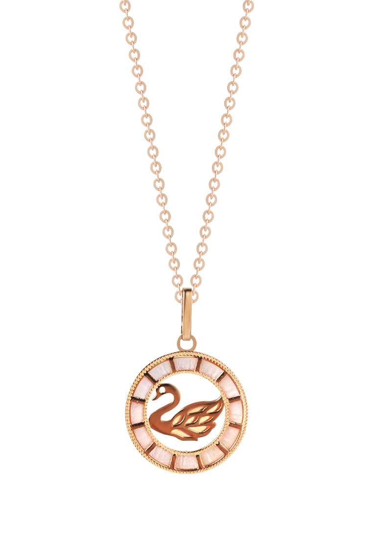 TOMEI Rouge Collection Swan Necklace, Rose Gold 750