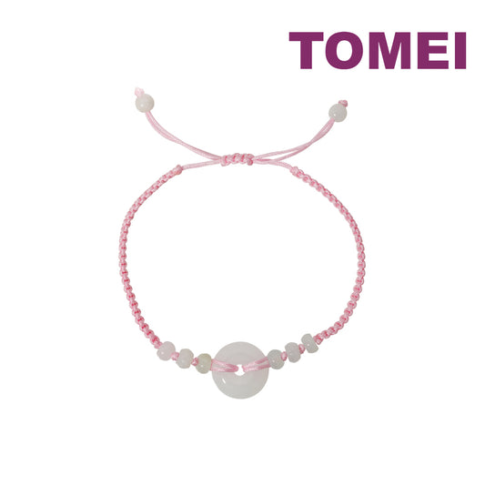 TOMEI [Online Exclusive] Natural Ping-An-Kou Jade with Pink Rope Bracelet