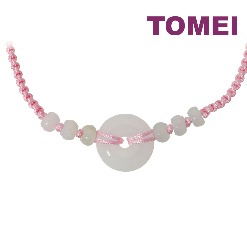 TOMEI [Online Exclusive] Natural Ping-An-Kou Jade with Pink Rope Bracelet