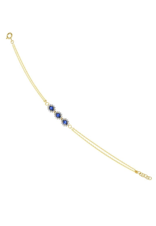 TOMEI Gemstones with Diamond Bracelet Double Strands, Yellow Gold 375