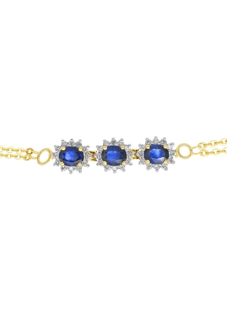 TOMEI Gemstones with Diamond Bracelet Double Strands, Yellow Gold 375