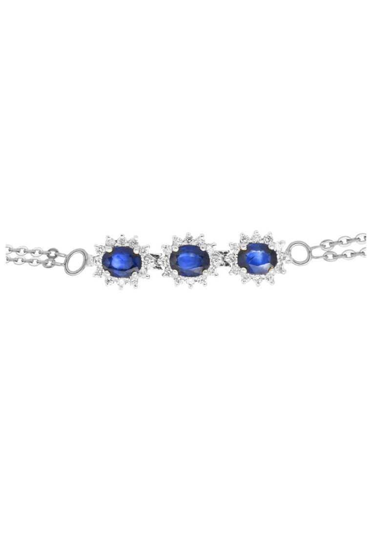 TOMEI Gemstones with Diamond Bracelet Double Strands, White Gold 375