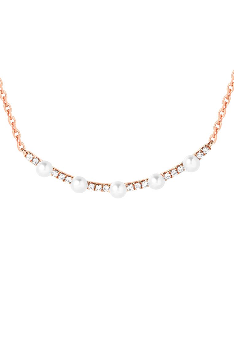TOMEI Rouge Collection Pearl Necklace, Rose Gold 750