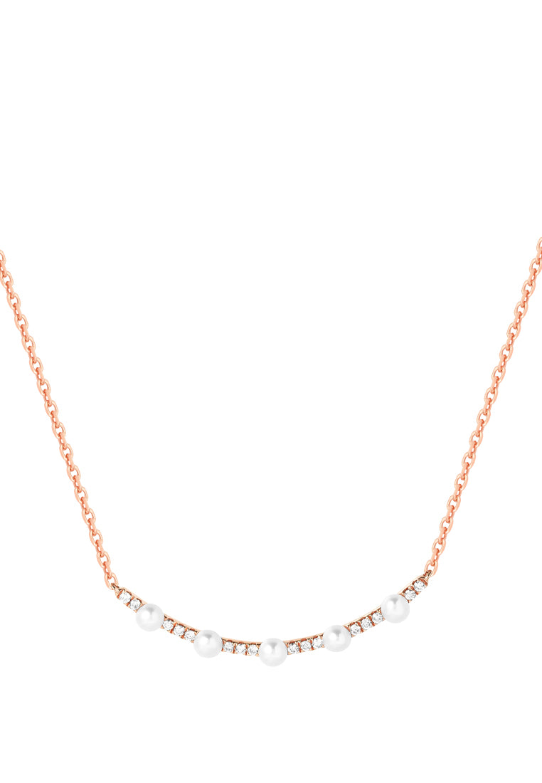 TOMEI Rouge Collection Pearl Necklace, Rose Gold 750