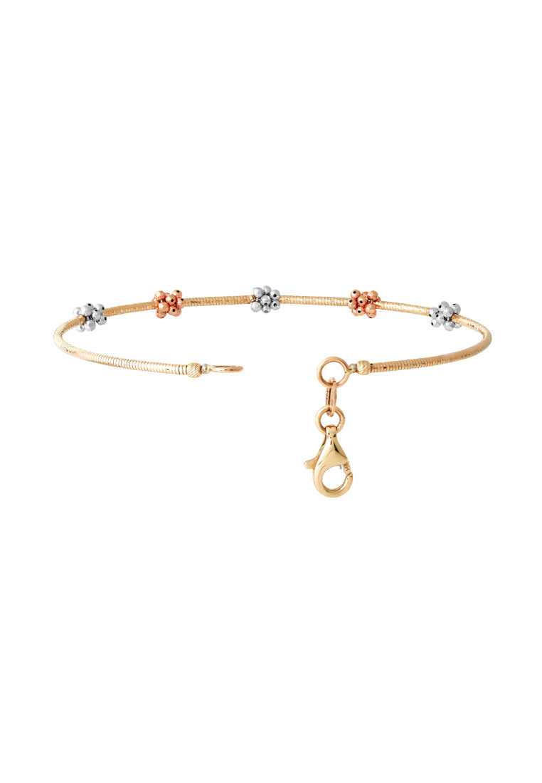 TOMEI Tri-Tones Bead Bunches Bangle, Gold 585