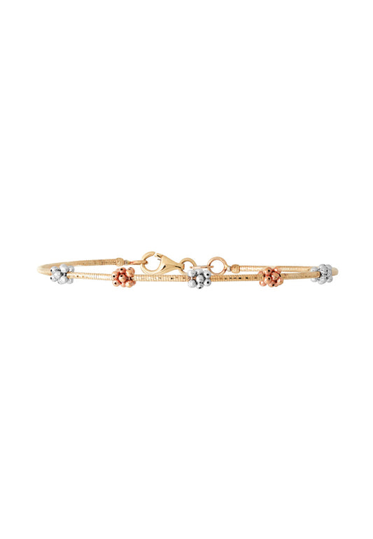 TOMEI Tri-Tones Bead Bunches Bangle, Gold 585