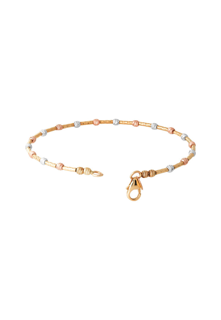 TOMEI Tri-Tones Bamboo Bead Bangle, Gold 585