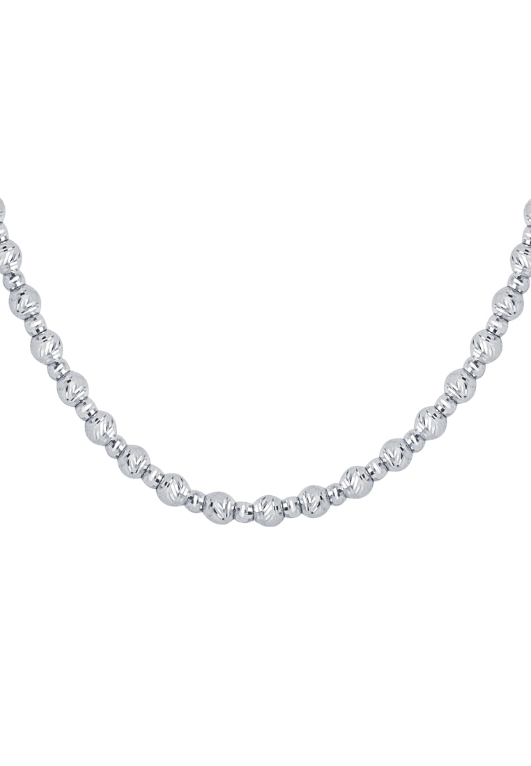TOMEI Bead Necklace, White Gold 585