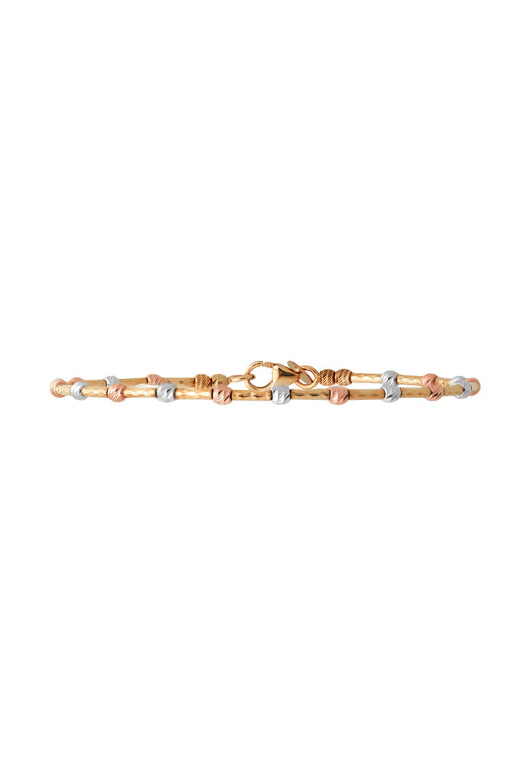 TOMEI Tri-Tones Bamboo Bead Bangle, Gold 585