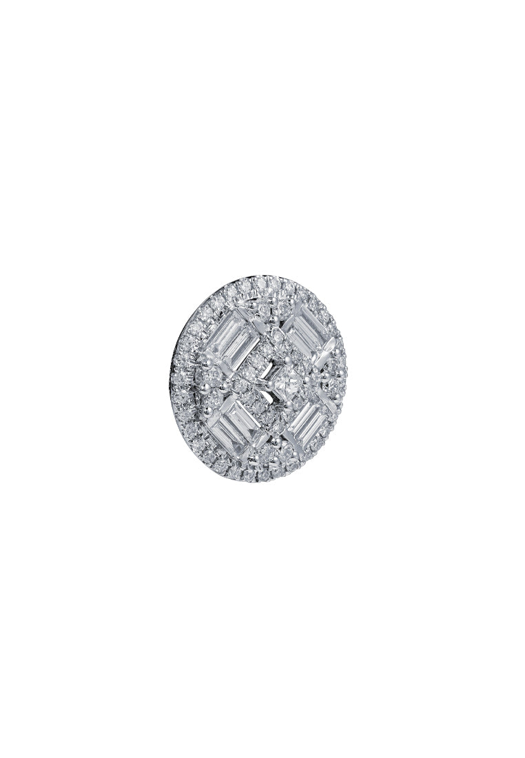 TOMEI Rounded Sparkling Diamond Pendant, White Gold 750
