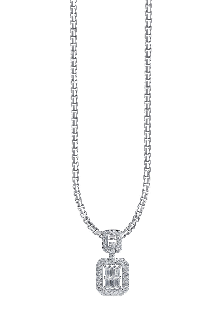 TOMEI La Baguatte Diamond Pendant, White Gold 750