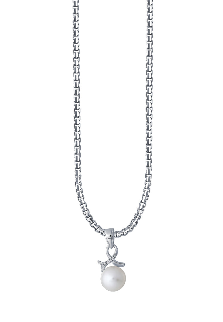 TOMEI Pearl Pendant, White Gold 375