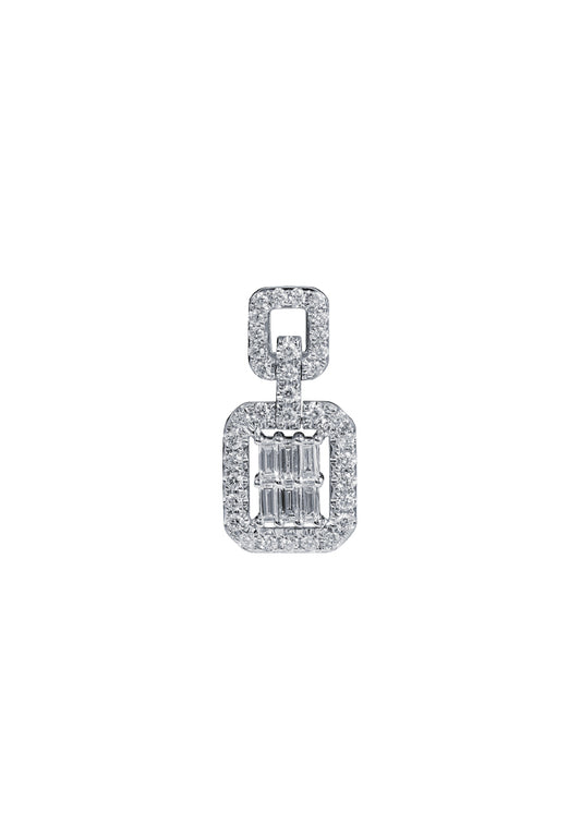 TOMEI La Baguatte Diamond Pendant, White Gold 750