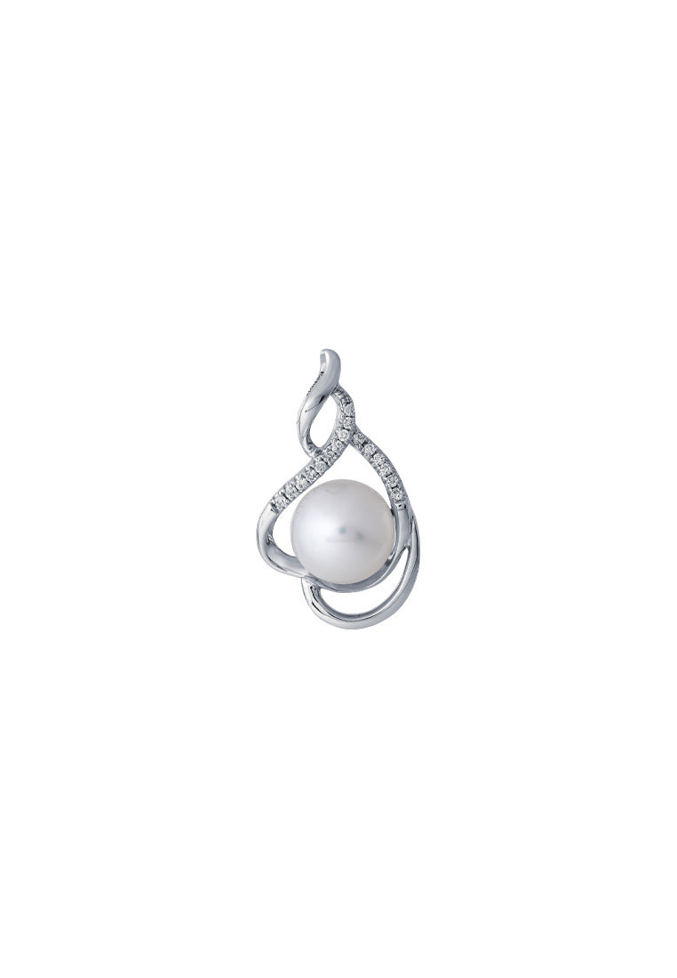 TOMEI Pearl Pendant, White Gold 375