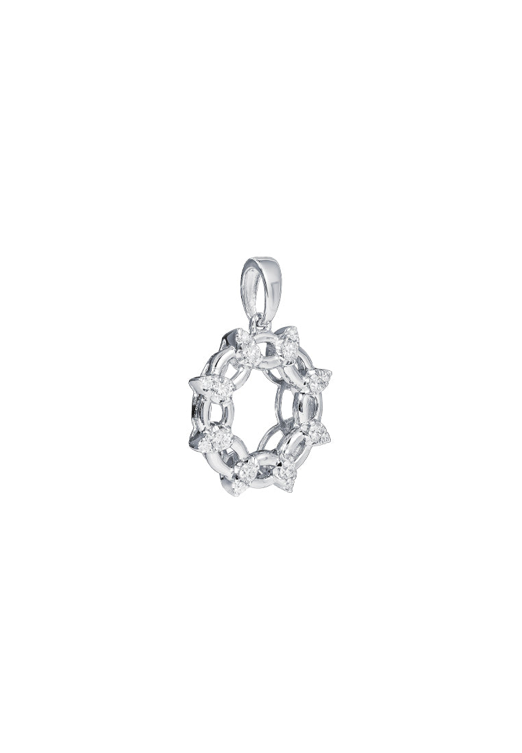 TOMEI Circular Diamond Pendant, White Gold 750