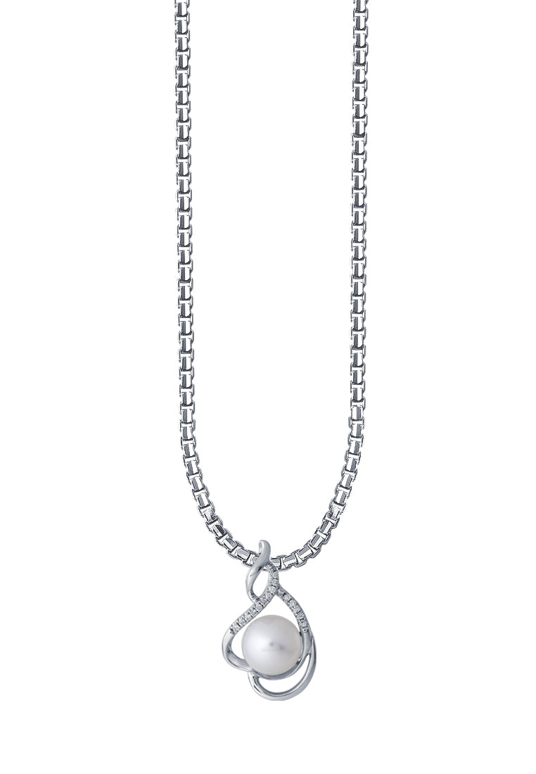 TOMEI Pearl Pendant, White Gold 375