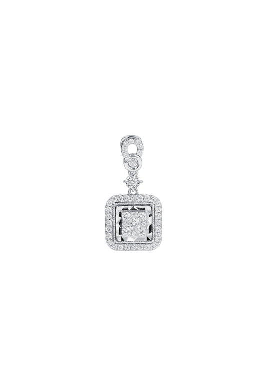 TOMEI Squarish Diamond Pendant, White Gold 750