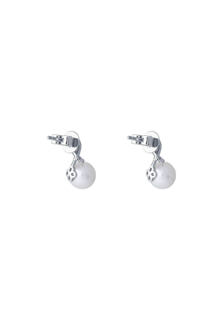 TOMEI Pearl Earrings, White Gold 375