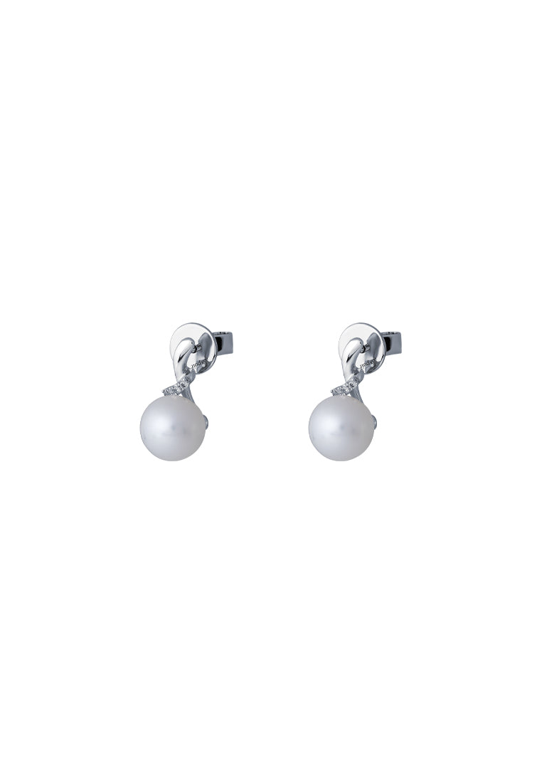 TOMEI Pearl Earrings, White Gold 375