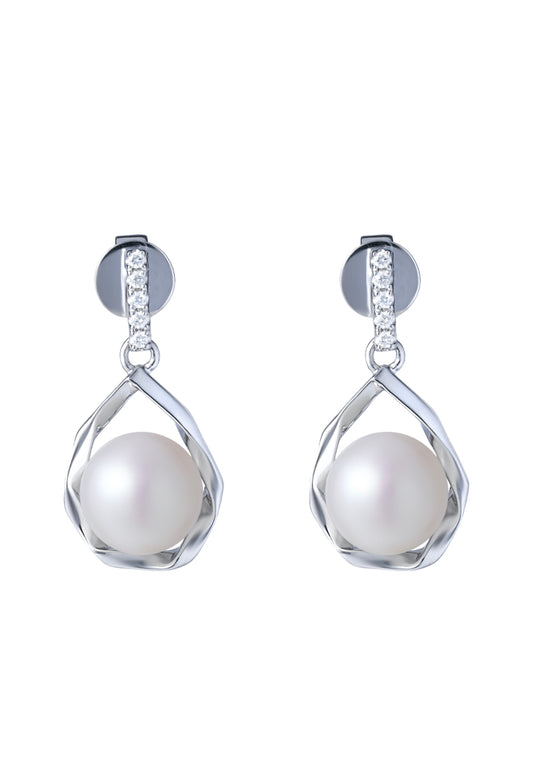 TOMEI Pearl Earrings, White Gold 585