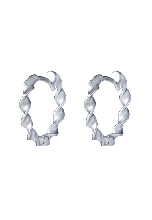 TOMEI Twisted Hoop Earrings, White Gold 585