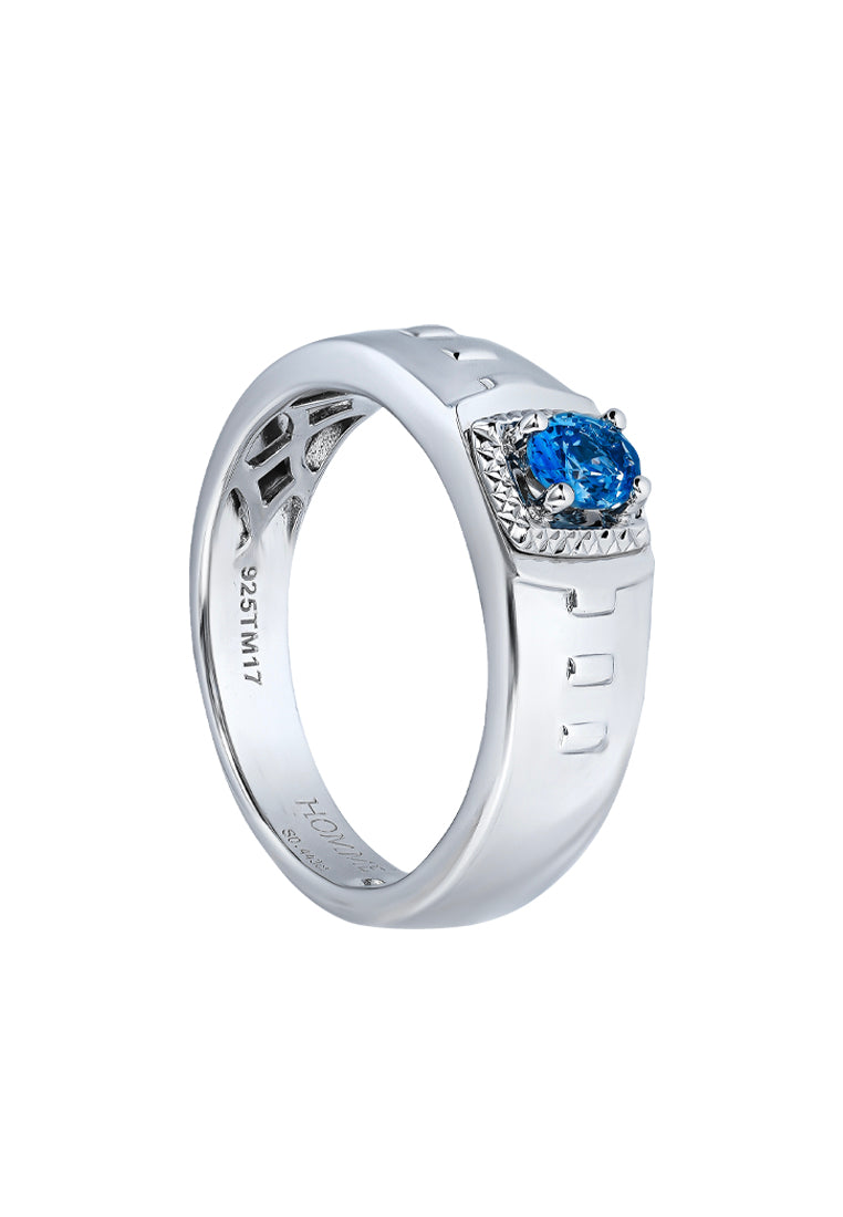 TOMEI Homme Collection Sapphire Men Ring, Silver+Palladium