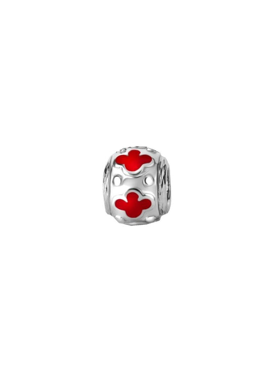 TOMEI Red Clover Charm, White Gold 585