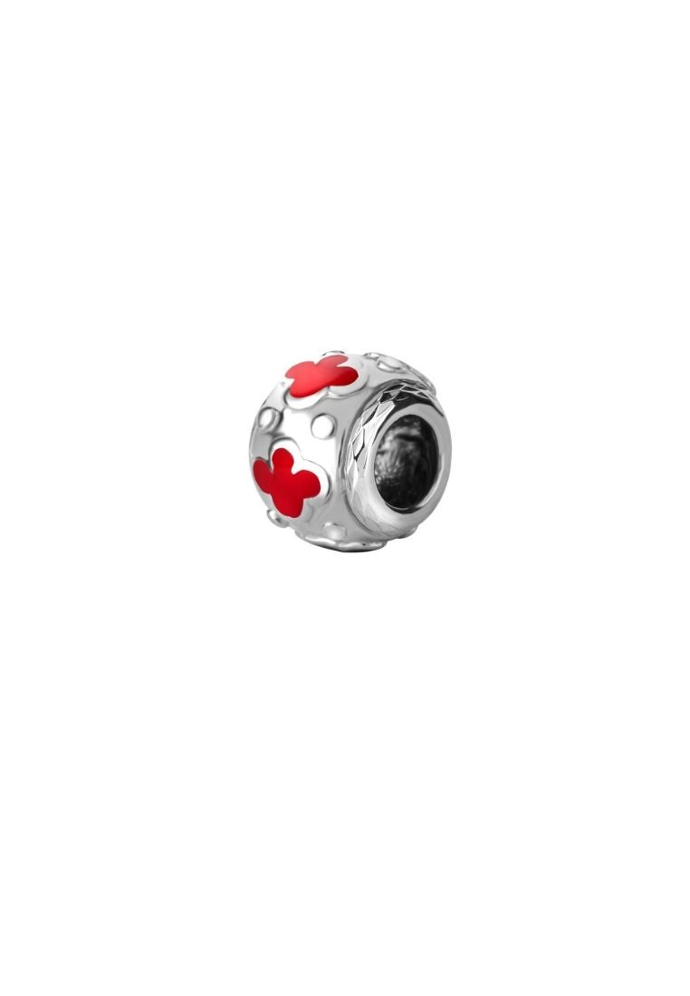 TOMEI Red Clover Charm, White Gold 585