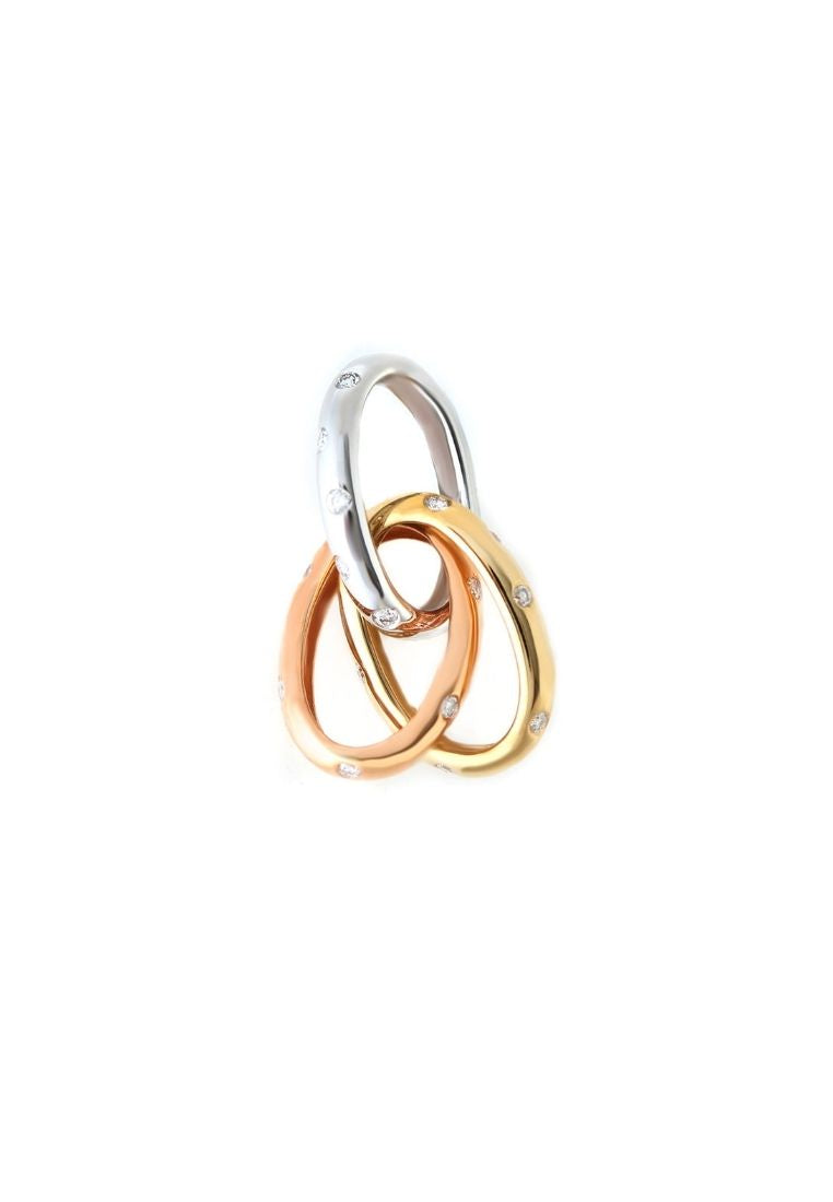 TOMEI Tri-Tone Pendant of Trebly Terrific Trio, Diamond White Gold, Rose Gold & Yellow Gold 750 (P6141)