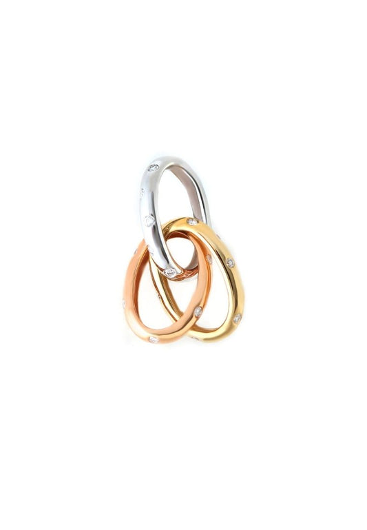 TOMEI Tri-Tone Pendant of Trebly Terrific Trio, Diamond White Gold, Rose Gold & Yellow Gold 750 (P6141)