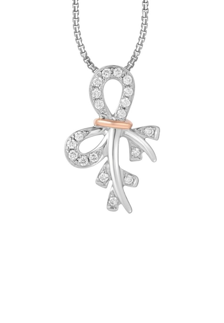 TOMEI Twinkly Trinkets Collection Diamond Pendant Set, White+Rose Gold 585