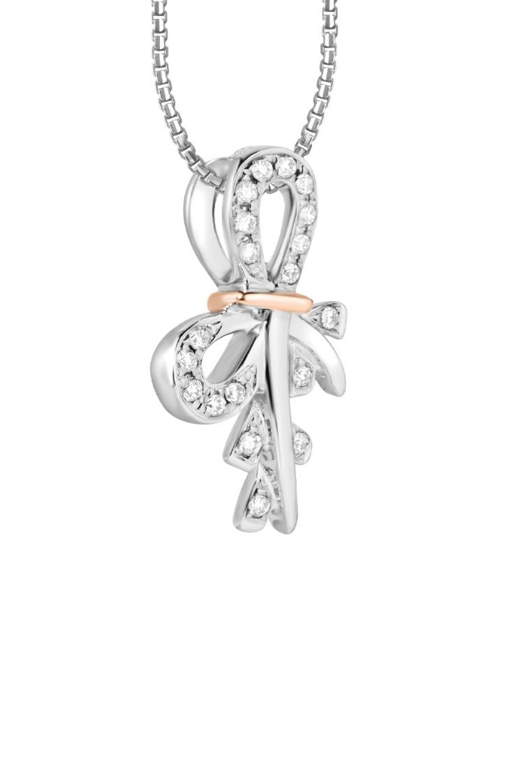 TOMEI Twinkly Trinkets Collection Diamond Pendant Set, White+Rose Gold 585