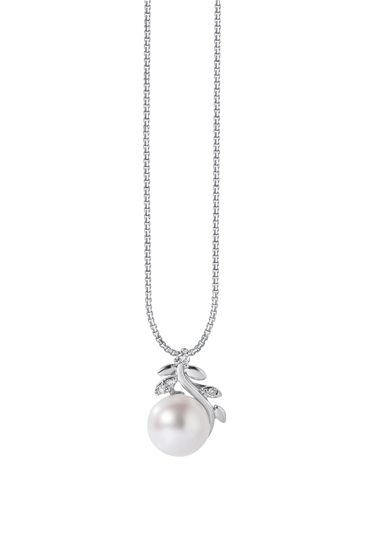 TOMEI Pearl Pendant Set, White Gold 585