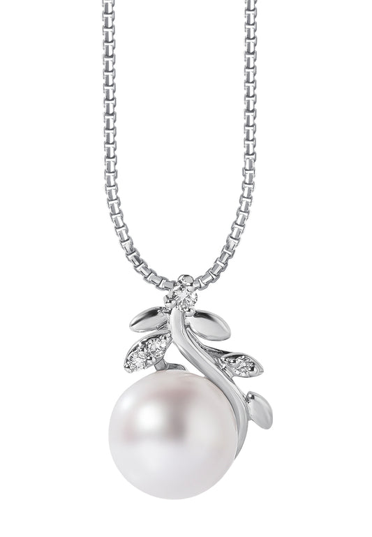 TOMEI Pearl Pendant Set, White Gold 585