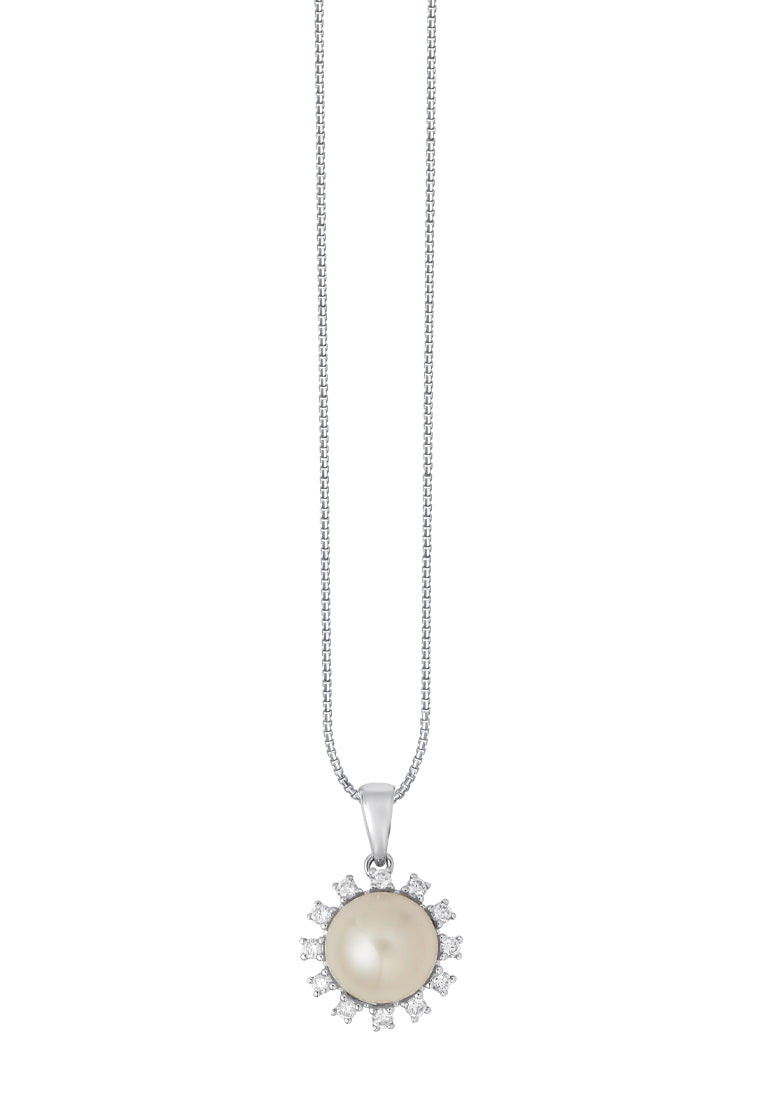 TOMEI Pearl Pendant Set, White Gold 585