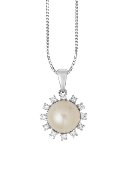 TOMEI Pearl Pendant Set, White Gold 585